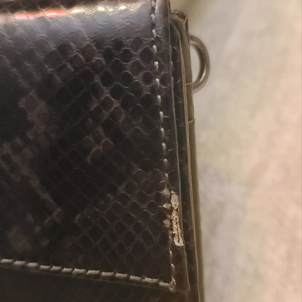 Hammitt Black Leather Trifold Wallet with Silver Hardware